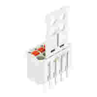 1-conductor THT female connector straight; push-button; Push-in CAGE CLAMP®; 1.5 mm²; Pin spacing 3.5 mm; 5-pole; 1.0 mm Ø solder pin; Gripping plate; 1,50 mm²; light gray