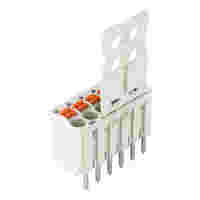 1-conductor THT female connector straight; push-button; Push-in CAGE CLAMP®; 1.5 mm²; Pin spacing 3.5 mm; 6-pole; 1.0 mm Ø solder pin; Gripping plate; 1,50 mm²; light gray