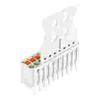 1-conductor THT female connector straight; push-button; Push-in CAGE CLAMP®; 1.5 mm²; Pin spacing 3.5 mm; 10-pole; 1.0 mm Ø solder pin; Gripping plate; 1,50 mm²; light gray