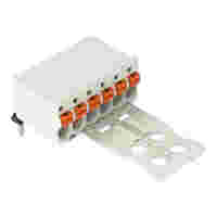 1-conductor THT female connector angled; push-button; Push-in CAGE CLAMP®; 1.5 mm²; Pin spacing 3.5 mm; 6-pole; 1.0 mm Ø solder pin; Gripping plate; 1,50 mm²; light gray
