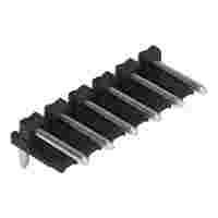 THT pin strip; 1.0 mm Ø solder pin; angled; Pin spacing 3.5 mm; 6-pole; black