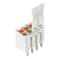 1-conductor THT female connector straight; push-button; Push-in CAGE CLAMP®; 2.5 mm²; Pin spacing 5 mm; 4-pole; 1.4 mm Ø solder pin; Gripping plate; 2,50 mm²; light gray