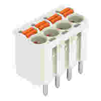 1-conductor THT female connector straight; push-button; Push-in CAGE CLAMP®; 2.5 mm²; Pin spacing 5 mm; 2-pole; 1.4 mm Ø solder pin; 2,50 mm²; light gray