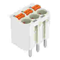 1-conductor THT female connector straight; push-button; Push-in CAGE CLAMP®; 2.5 mm²; Pin spacing 5 mm; 3-pole; 1.4 mm Ø solder pin; 2,50 mm²; light gray