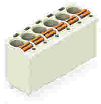 1-conductor THT female connector straight; push-button; Push-in CAGE CLAMP®; 2.5 mm²; Pin spacing 5 mm; 6-pole; 1.4 mm Ø solder pin; 2,50 mm²; light gray