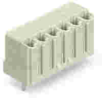 THT female header; straight; Pin spacing 5 mm; 3-pole; 0.4 x 1.3 mm solder pin; light gray