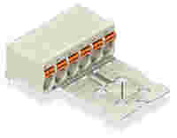 WAGO 1-conductor THT female connector angled; push-button; Push-in CAGE CLAMP®; 2.5 mm²; Pin spacing 5 mm; 6-pole; 1.4 mm Ø solder pin; Gripping plate; 2,50 mm²; light gray