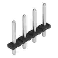 THT pin strip; 1.4 mm Ø solder pin; straight; Pin spacing 5 mm; 4-pole; black