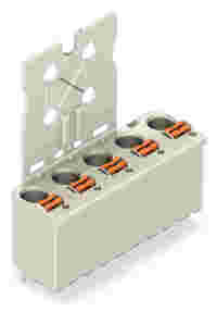 1-conductor THT female connector straight; push-button; Push-in CAGE CLAMP®; 2.5 mm²; Pin spacing 7.5 mm; 5-pole; 1.4 mm Ø solder pin; Gripping plate; 2,50 mm²; light gray