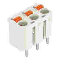 1-conductor THT female connector straight; push-button; Push-in CAGE CLAMP®; 2.5 mm²; Pin spacing 7.5 mm; 3-pole; 1.4 mm Ø solder pin; 2,50 mm²; light gray