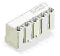 THT female header; straight; Pin spacing 7.5 mm; 4-pole; 0.4 x 1.3 mm solder pin; light gray