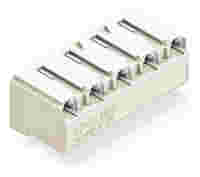 THT female header; angled; Pin spacing 7.5 mm; 4-pole; 0.4 x 1.3 mm solder pin; light gray