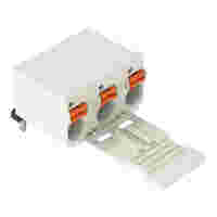 1-conductor THT female connector angled; push-button; Push-in CAGE CLAMP®; 2.5 mm²; Pin spacing 7.5 mm; 2-pole; 1.4 mm Ø solder pin; Gripping plate; 2,50 mm²; light gray