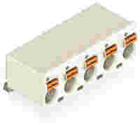 1-conductor THT female connector angled; push-button; Push-in CAGE CLAMP®; 2.5 mm²; Pin spacing 7.5 mm; 4-pole; 1.4 mm Ø solder pin; 2,50 mm²; light gray