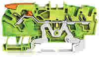 TOPJOB®S ground terminal block with Lever and Open Tool Slots; rail mount; 3-conductor; 5.2 mm wide; green-yellow