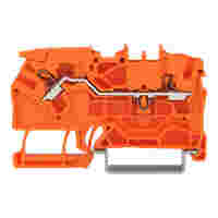 2-conductor through terminal block; with lever and push-button; 2.5 mm²; with test port; side and center marking; for DIN-rail 35 x 15 and 35 x 7.5; Push-in CAGE CLAMP®; 2,50 mm²; orange