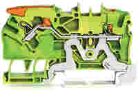 TOPJOB®S ground terminal block with Lever and Push-button; rail mount; 2-conductor; 5.2 mm wide; green-yellow