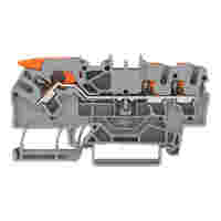 TOPJOB®S feedthrough terminal block with Lever and Push-buttons; rail mount; 3-conductor; 5.2 mm wide; gray