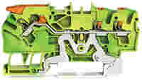TOPJOB®S ground terminal block with Lever and Push-buttons; rail mount; 3-conductor; 5.2 mm wide; green-yellow