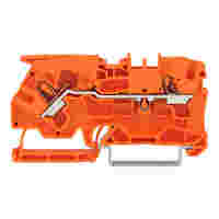 2-conductor through terminal block; with lever and push-button; 4 mm²; with test port; side and center marking; for DIN-rail 35 x 15 and 35 x 7.5; Push-in CAGE CLAMP®; 4,00 mm²; orange