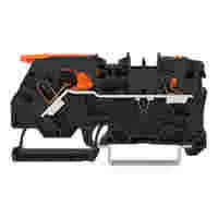 WAGO 2-conductor through terminal block; with lever and push-button; 4 mm²; with test port; side and center marking; for DIN-rail 35 x 15 and 35 x 7.5; Push-in CAGE CLAMP®; 4,00 mm²; black