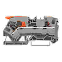 TOPJOB®S feedthrough terminal block with Lever and Push-button; rail mount; 2-conductor; 7.5 mm wide; gray