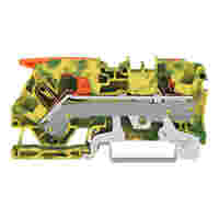 TOPJOB®S ground terminal block with Lever and Push-button; rail mount; 2-conductor; 7.5 mm wide; green-yellow