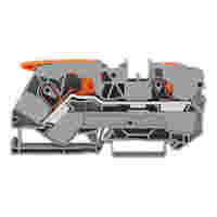 TOPJOB®S feedthrough terminal block with Lever and Push-button; rail mount; 2-conductor; 10 mm wide; gray