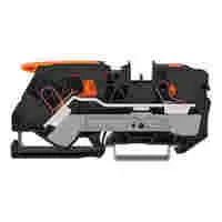 WAGO 2-conductor through terminal block; with lever and push-button; 10 mm²; with test port; side and center marking; for DIN-rail 35 x 15 and 35 x 7.5; Push-in CAGE CLAMP®; 10,00 mm²; black