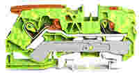 2-conductor ground terminal block; with lever and push-button; 10 mm²; with test port; side and center marking; for DIN-rail 35 x 15 and 35 x 7.5; Push-in CAGE CLAMP®; 10,00 mm²; green-yellow