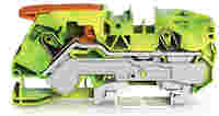 TOPJOB®S ground terminal block with Lever and Open Tool Slot; rail mount; 2-conductor; 10 mm wide; green-yellow
