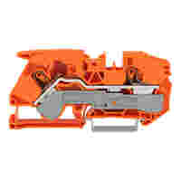 2-conductor through terminal block; with lever and push-button; 16 mm²; with test port; side and center marking; for DIN-rail 35 x 15 and 35 x 7.5; Push-in CAGE CLAMP®; 16,00 mm²; orange