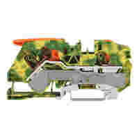 TOPJOB®S ground terminal block with Lever and Push-button; rail mount; 2-conductor; 10 mm wide; green-yellow