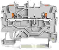 TOPJOB®S feedthrough terminal block with Push-buttons; rail mount; 2-conductor; 3.5 mm wide; gray