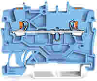 TOPJOB®S feedthrough terminal block with Push-buttons; rail mount; 2-conductor; 3.5 mm wide; blue