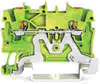 TOPJOB®S ground terminal block with Push-buttons; rail mount; 2-conductor; 3.5 mm wide; green-yellow