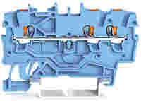 TOPJOB®S feedthrough terminal block with Push-buttons; rail mount; 3-conductor; 3.5 mm wide; blue