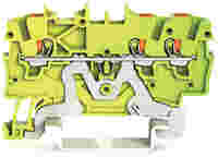TOPJOB®S ground terminal block with Push-buttons; rail mount; 3-conductor; 3.5 mm wide; green-yellow