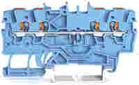 TOPJOB®S feedthrough terminal block with Push-buttons; rail mount; 4-conductor; 3.5 mm wide; blue