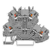 Double-deck terminal block; with push-button; Through/through terminal block; L/L; without marker carrier; for DIN-rail 35 x 15 and 35 x 7.5; 1 mm²; Push-in CAGE CLAMP®; 1,00 mm²; gray