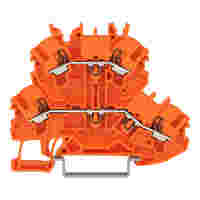 Double-deck terminal block; with push-button; Through/through terminal block; N/L; without marker carrier; for DIN-rail 35 x 15 and 35 x 7.5; 1 mm²; Push-in CAGE CLAMP®; 1,00 mm²; orange