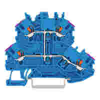 Double-deck terminal block; with push-button; Through/through terminal block; N; without marker carrier; suitable for Ex i applications; internal commoning; conductor entry with violet marking; for DIN-rail 35 x 15 and 35 x 7.5; 1 mm²; Push-in CAGE CLAMP®