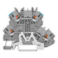Double-deck terminal block; Ground conductor/through terminal block; with push-button; 1 mm²; PE/N; without marker carrier; conductor entry, white lower deck; for DIN-rail 35 x 15 and 35 x 7.5; Push-in CAGE CLAMP®; 1,00 mm²; gray