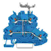 Double-deck terminal block; with push-button; Through/through terminal block; N/N; with marker carrier; for DIN-rail 35 x 15 and 35 x 7.5; 1 mm²; Push-in CAGE CLAMP®; 1,00 mm²; blue