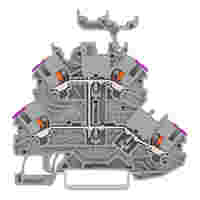 Double-deck terminal block; with push-button; Through/through terminal block; L; with marker carrier; suitable for Ex e II applications; internal commoning; conductor entry with violet marking; for DIN-rail 35 x 15 and 35 x 7.5; 1 mm²; Push-in CAGE CLAMP®