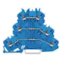 Triple-deck terminal block; with push-button; Through/through/through terminal block; N/N/N; without marker carrier; suitable for Ex e II applications; for DIN-rail 35 x 15 and 35 x 7.5; 1 mm²; Push-in CAGE CLAMP®; 1,00 mm²; blue