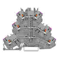 Triple-deck terminal block; with push-button; 6-conductor through terminal block; L; without marker carrier; suitable for Ex e II applications; internal commoning; conductor entry with violet marking; for DIN-rail 35 x 15 and 35 x 7.5; 1 mm²; Push-in CAGE