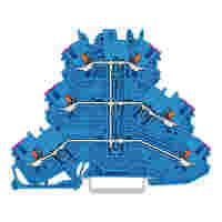 Triple-deck terminal block; with push-button; 6-conductor through terminal block; N; without marker carrier; for Ex e II and Ex i applications; internal commoning; conductor entry with violet marking; for DIN-rail 35 x 15 and 35 x 7.5; 1 mm²; Push-in CAGE