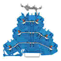 Triple-deck terminal block; with push-button; Through/through/through terminal block; N/N/N; with marker carrier; for Ex e II and Ex i applications; for DIN-rail 35 x 15 and 35 x 7.5; 1 mm²; Push-in CAGE CLAMP®; 1,00 mm²; blue