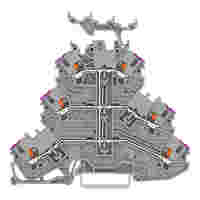Triple-deck terminal block; with push-button; 6-conductor through terminal block; L; with marker carrier; suitable for Ex e II applications; internal commoning; conductor entry with violet marking; for DIN-rail 35 x 15 and 35 x 7.5; 1 mm²; Push-in CAGE CL